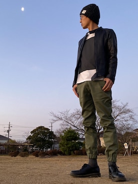 「goa（ゴア）のアイテム（帽子）」を使った、JUNKAPPLEさん（メンズ・169cm）の冬コーディネート
