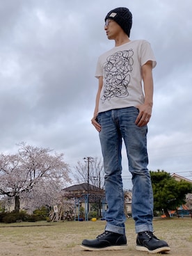 「goa（ゴア）のアイテム（帽子）」を使った、JUNKAPPLEさん（メンズ・169cm）の春コーディネート