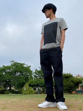 「NANO universe（ナノユニバース）のアイテム（キャスケット）」を使った、JUNKAPPLEさん（メンズ・169cm）の夏コーディネート