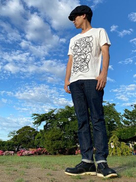 「NANO universe（ナノユニバース）のアイテム（キャスケット）」を使った、JUNKAPPLEさん（メンズ・169cm）の夏コーディネート