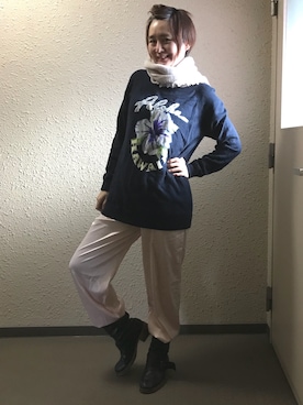 「サテンパンツ」｜「アイテム（ルームウェア）」を使った、fancy☆cobahiroさん（レディース・160cm）の冬コーディネート