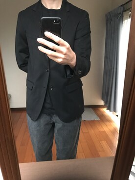 「tk.TAKEO KIKUCHI（ティーケータケオキクチ）のアイテム（スーツジャケット）」を使った、とっくさん（メンズ・180cm）の春コーディネート