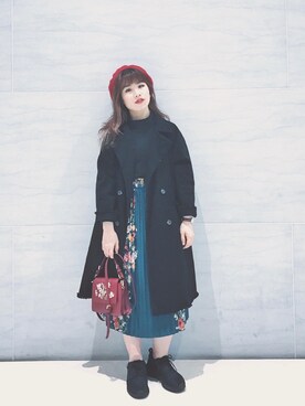 「MONKI（モンキ）のアイテム（帽子）」を使った、阿馮さん（レディース・158cm）の冬コーディネート