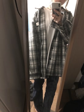 「UNIQLO（ユニクロ）のワッフルヘンリーネックT（長袖）（Tシャツ/カットソー、ホワイト系）」を使った、chiさん（レディース・163cm）の冬コーディネート