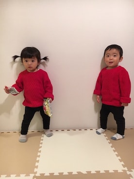 「黒」｜「アイテム（ママ＆ベビー）」を使った、mico.kglowさん（キッズ・80cm）の春コーディネート