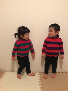 「アイテム（その他ベビー用品、ブラック系）」を使った、mico.kglowさん（キッズ・80cm）の春コーディネート