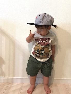 「ミッキー」｜♡MiKo♡さん（キッズ・80cm）の夏コーディネート