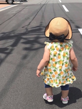 「MR（まる）のアイテム（帽子）」を使った、♡MiKo♡さん（キッズ・80cm）の夏コーディネート