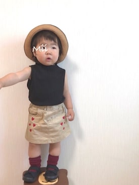 「Moujonjon（ムージョンジョン）のアイテム（スカート）」を使った、♡MiKo♡さん（キッズ・80cm）の夏コーディネート