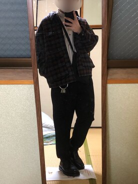 「シンプルおしゃれが好き」｜「アイテム（ブルゾン）」を使った、わさを。さん（メンズ・166cm）の秋コーディネート