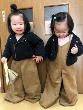 「1歳5ヶ月」｜「アイテム（オールインワン・サロペット）」を使った、さかな★さん（キッズ・90cm）の冬コーディネート