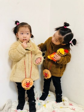「双子コーデ」｜「アイテム（その他アウター）」を使った、さかな★さん（キッズ・90cm）の秋コーディネート