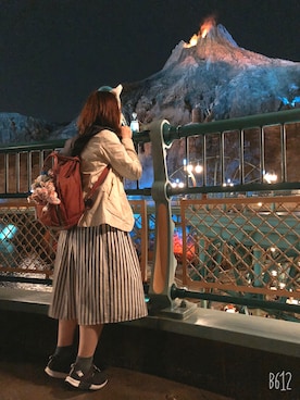 「アイテム（スカート、ブルー系）」を使った、nokkaさん（レディース・152cm）の春コーディネート