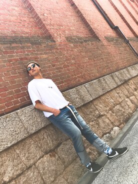 「LEGENDA（レジェンダ）のアイテム（Tシャツ/カットソー、ホワイト系）」を使った、yopiさん（メンズ・171cm）の夏コーディネート