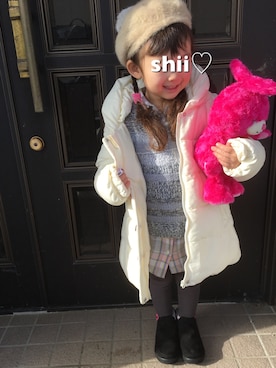 「LAGOM（LAGOM）のアイテム（ハンチング/ベレー帽）」を使った、しー♡なー♡はー♡さん（キッズ・100cm）の冬コーディネート