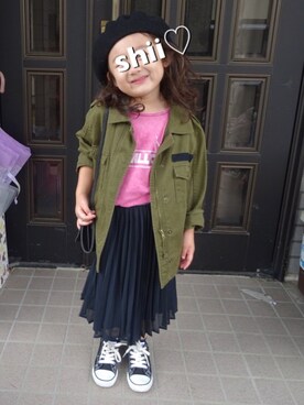 「no brand（ノーブランド）のアイテム（ミリタリージャケット）」を使った、しー♡なー♡はー♡さん（キッズ・110cm）の秋コーディネート