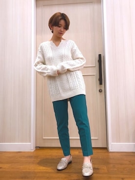 「アイテム（パンプス、グレー系）」を使った、ぴのこさん（レディース・152cm）の春コーディネート