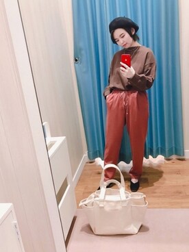 「USAコットン」｜「アイテム（ハンチング/ベレー帽）」を使った、ぴのこさん（レディース・152cm）の秋コーディネート