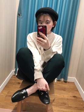 「USAコットン」｜「アイテム（ハンチング/ベレー帽）」を使った、ぴのこさん（レディース・152cm）の秋コーディネート