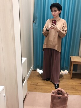 「USAコットン」｜「アイテム（ハンチング/ベレー帽）」を使った、ぴのこさん（レディース・152cm）の秋コーディネート