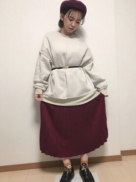 「DRESKIP（ドレスキップ）のアイテム（ハンチング/ベレー帽）」を使った、ぴのこさん（レディース・152cm）の冬コーディネート