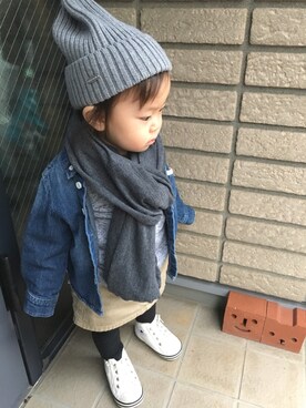 「RUGGEDWORKS」｜「アイテム（帽子）」を使った、swhrkさん（キッズ・80cm）の春コーディネート