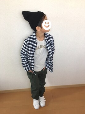 「RUGGEDWORKS」｜「アイテム（帽子）」を使った、swhrkさん（キッズ・80cm）の春コーディネート