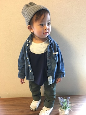 「RUGGEDWORKS」｜「アイテム（その他）」を使った、swhrkさん（キッズ・80cm）の春コーディネート