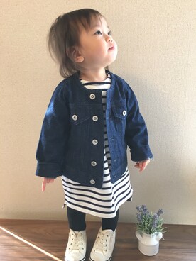 「RADCHAP（ラッドチャップ）のアイテム（デニムジャケット）」を使った、swhrkさん（キッズ・80cm）の春コーディネート