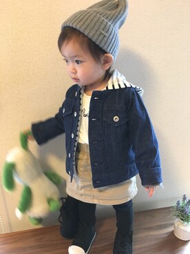 「RADCHAP（ラッドチャップ）のアイテム（デニムジャケット）」を使った、swhrkさん（キッズ・80cm）の春コーディネート
