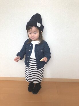 「RADCHAP（ラッドチャップ）のアイテム（デニムジャケット）」を使った、swhrkさん（キッズ・80cm）の秋コーディネート