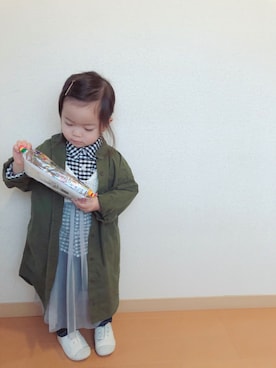 「AZUL by moussy（アズールバイマウジー）のアイテム（その他アウター）」を使った、swhrkさん（キッズ・80cm）の春コーディネート