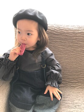 「ふんわり」｜「アイテム（帽子）」を使った、swhrkさん（キッズ・80cm）の春コーディネート