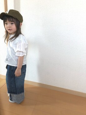 「スカラップ」｜「アイテム（キャップ）」を使った、swhrkさん（キッズ・80cm）の春コーディネート