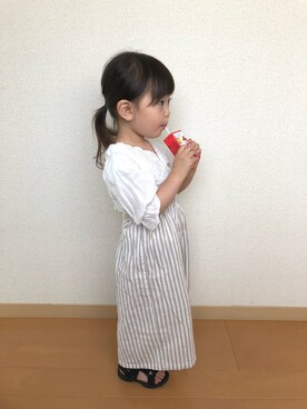 「スカラップ」｜「アイテム（オールインワン・サロペット）」を使った、swhrkさん（キッズ・80cm）の夏コーディネート