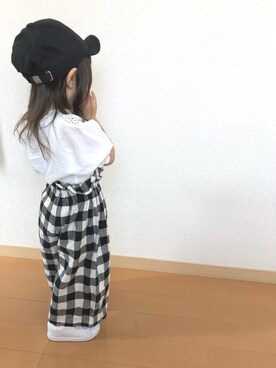 「スカラップ」｜「アイテム（キャップ）」を使った、swhrkさん（キッズ・80cm）の夏コーディネート