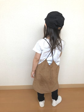 「ブラウン×ブラック」｜「アイテム（オールインワン・サロペット）」を使った、swhrkさん（キッズ・80cm）の秋コーディネート