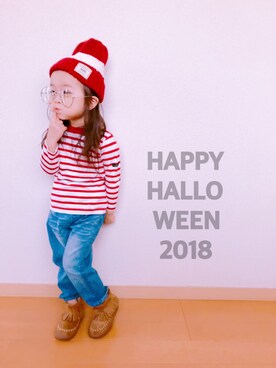 「ボーター」｜「アイテム（その他）」を使った、swhrkさん（キッズ・80cm）の秋コーディネート