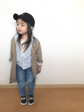 「AZUL by moussy（アズールバイマウジー）のアイテム（その他アウター）」を使った、swhrkさん（キッズ・80cm）の秋コーディネート