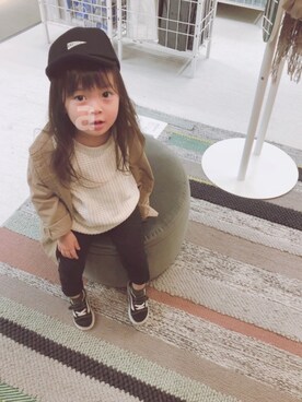 「AZUL by moussy（アズールバイマウジー）のアイテム（その他アウター）」を使った、swhrkさん（キッズ・80cm）の秋コーディネート