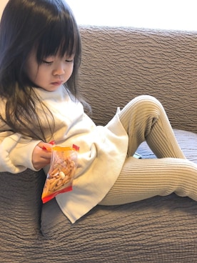 「ワントーンコーデ」｜「アイテム（ノーカラージャケット）」を使った、swhrkさん（キッズ・80cm）の冬コーディネート