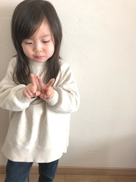 「オフホワイト」｜swhrkさん（キッズ・80cm）の春コーディネート