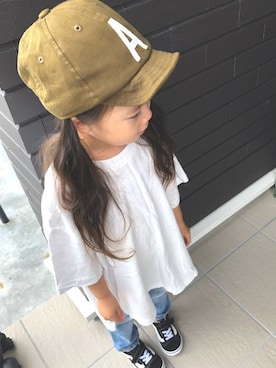 swhrkさんの「【GRIN BUDDY(グリンバディ）】キッズロゴキャップ/Kids Sim Logo Cap」を使ったコーディネート