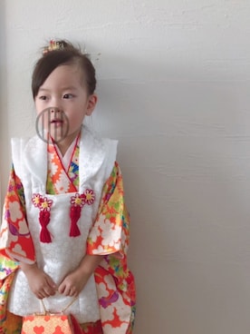 「アイテム（浴衣、オレンジ系）」を使った、swhrkさん（キッズ・90cm）の秋コーディネート