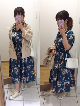 「レトロワンピース」｜「アイテム（ブルゾン）」を使った、yukoさん（レディース・149cm）の春コーディネート