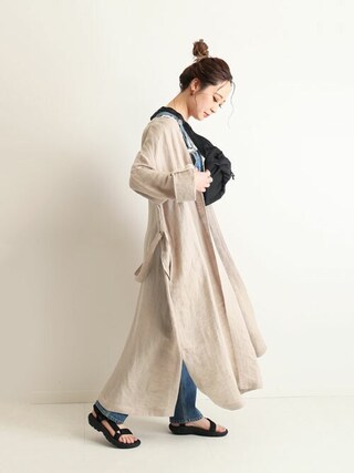 スローブイエナ　SLOBE IENA リネンガーゼガウン SLOBE IENA（スローブイエナ）の「ガーゼガウンコート【手洗い