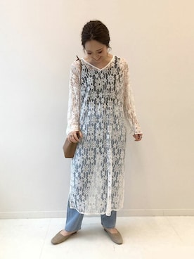「総レース」｜momoさん（レディース・160cm）の夏コーディネート