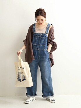 「SLOBE IENA（スローブイエナ）のアイテム（オールインワン・サロペット）」を使った、momoさん（レディース・160cm）の夏コーディネート