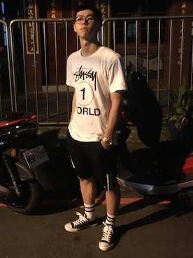 「アイテム（タイツ/ストッキング、ホワイト系）」を使った、mingさん（メンズ・173cm）の夏コーディネート