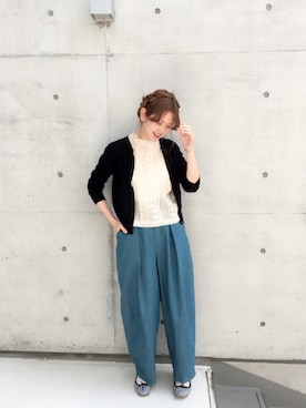 「Dot＆Stripes CHILD WOMAN（ドットアンドストライプス　チャイルドウーマン）の小パール          ネックレス（ネックレス、ホワイト系）」を使った、yumaさん（レディース・161cm）の春コーディネート